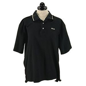Fila Italia Black Polo Collar Rugby‎ Large Shirt